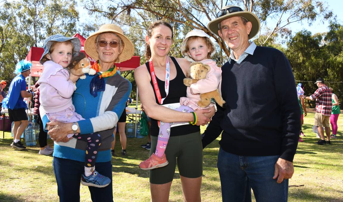 Lucy Kauter (centre) with daughters Grace (left) and Lara Kauter, and Andrea and Richard Hudson. Picture by Amy McIntyre
