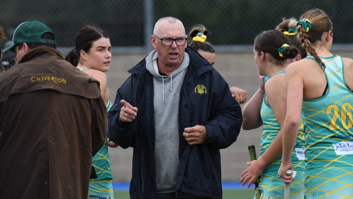 Peter Shea coaching Orange CYMS in the Central West Premier League hockey competition this year. Picture by Jude Keogh 